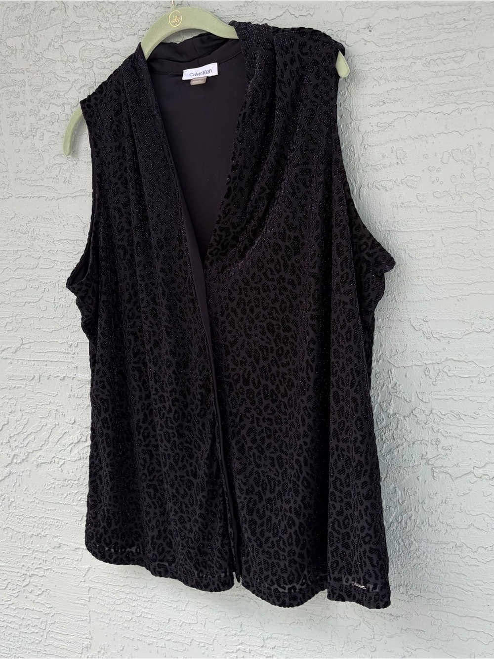 Calvin Klein Women's Glitter Animal Print Sleeveless V Neck Tank Formal Top 1X